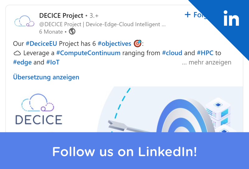 Example of DECICE Post on LinkedIn - Follow us on LinkedIn